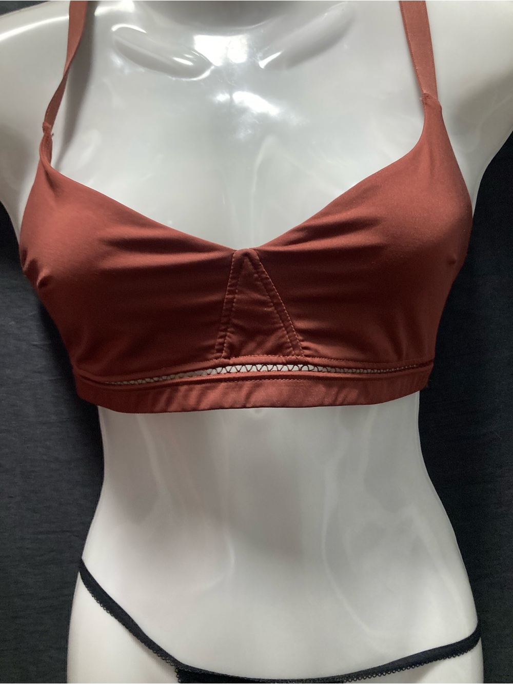 Wireless Rust Bralette Triangle Bra Cutout Detai
